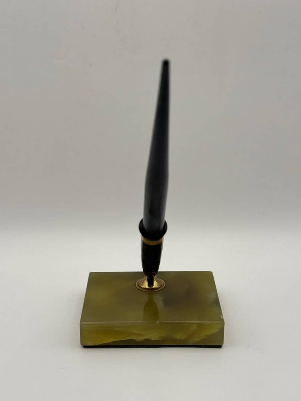 Vintage Sheaffer Desk Fountain Pen No 5 Feather Touch Nib Black Marble Base USA
